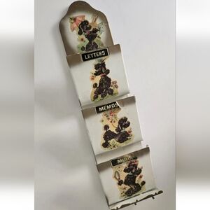 Poodle Tin Metal Letter Holder Rack Key Holder Vintage